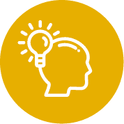 Yellow icon of head and lightbulb